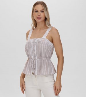 Frye Lace Trim Square Neck Tank - Lace Trim Square Neck Tank
