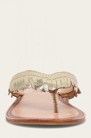 Frye Ava Fringe Sandal - Gold-mirror - Click Image to Close