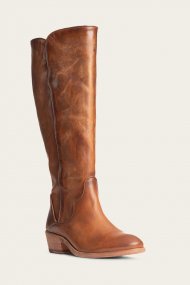Frye Carson Piping Tall Wide Calf - Caramel