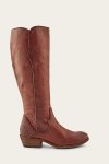 Frye Carson Piping Tall Wide Calf - Redwood