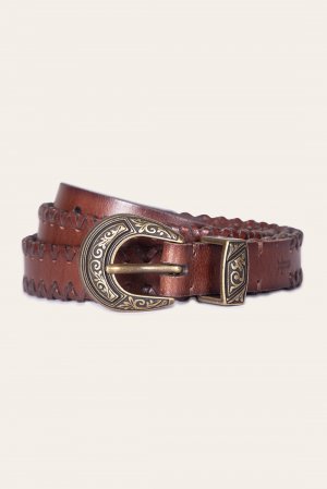 Frye 20mm Belt With 3 Pc Buckle Set & Leather Laced Edge - 20mm Belt With 3 Pc Buckle Set & Leather Laced Edge