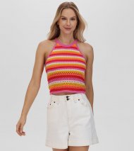 Frye Crochet Striped Halter Neck Tank - Crochet Striped Halter Neck Tank