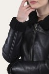 Frye Women's Leather Jacket With Sherling Collar And Cuffs - Women's Leather Jacket With Sherling Collar And Cuffs