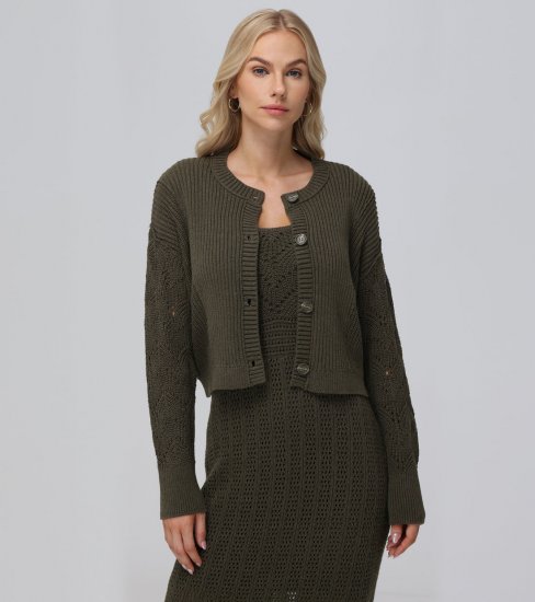 Frye Mixed Stitch Button Front Cardigan - Mixed Stitch Button Front Cardigan - Click Image to Close
