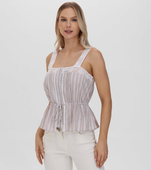 Frye Lace Trim Square Neck Tank - Lace Trim Square Neck Tank - Click Image to Close