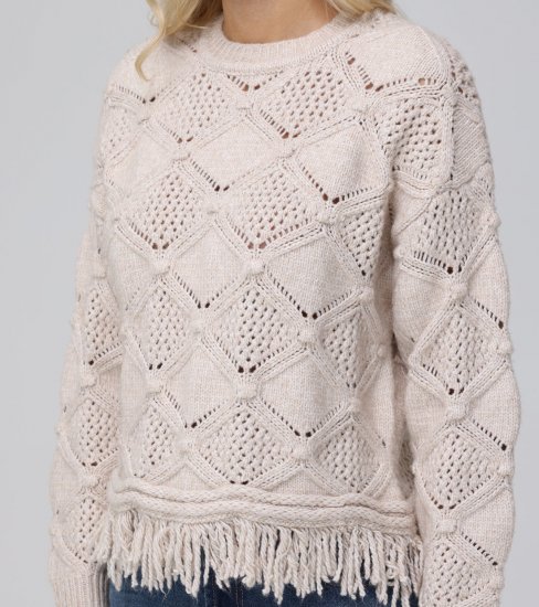 Frye Pointelle Fringe Pullover - Pointelle Fringe Pullover - Click Image to Close