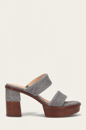 Frye Pipa Woodstock 2 Band Platform Sandal - Grey-sky - Click Image to Close
