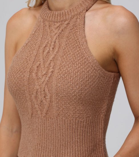 Frye Cable Halter Sweater - Cable Halter Sweater - Click Image to Close