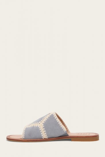 Frye Ava Crochet Slide - Steel-blue - Click Image to Close