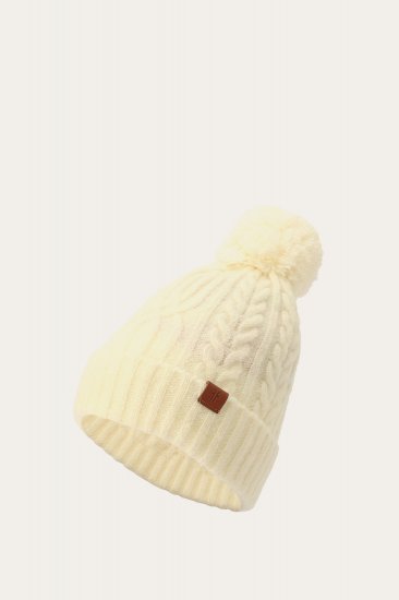 Frye Cable Beanie With Self Pom - Cable Beanie With Self Pom - Click Image to Close