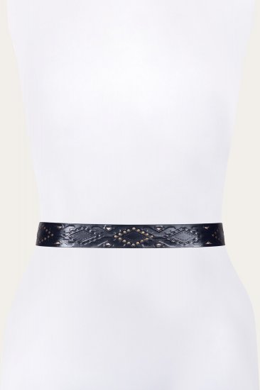 Frye 38mm Belt With Southwestern Embossing, Perf & Studs - 38mm Belt With Southwestern Embossing, Perf & Studs - Click Image to Close