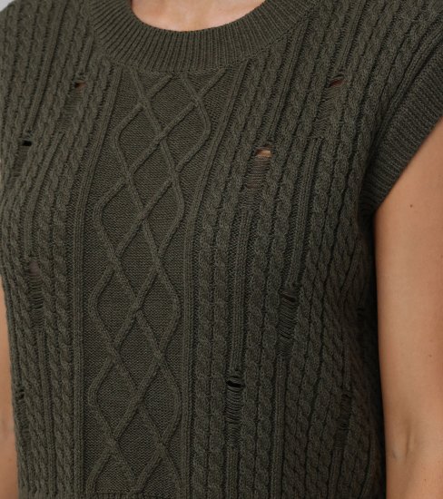 Frye Distressed Cable Sweater Vest - Distressed Cable Sweater Vest - Click Image to Close