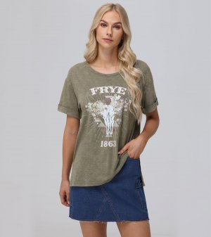 Frye Rolled Cuff Graphic Tee - Rolled Cuff Graphic Tee
