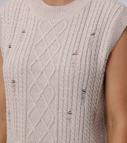 Frye Distressed Cable Sweater Vest - Distressed Cable Sweater Vest - Click Image to Close