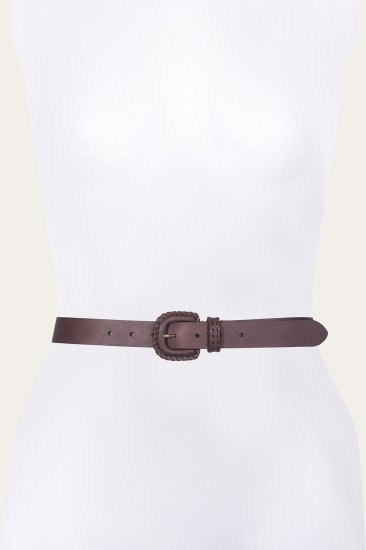 Frye 30mm Belt With Covered Buckle & Leather Lacing - 30mm Belt With Covered Buckle & Leather Lacing - Click Image to Close