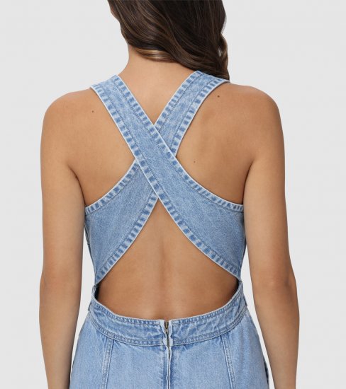 Frye Criss-cross Maxi Denim Dress - Criss-cross Maxi Denim Dress - Click Image to Close