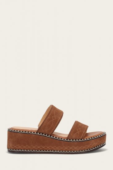 Frye Joy Woodstock 2 Band Platform Slide - Bark - Click Image to Close