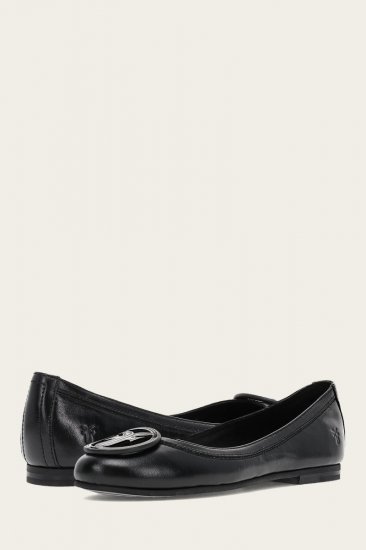 Frye Carson Logo Ballet - Black - Click Image to Close