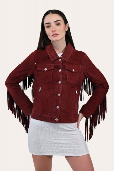 Frye Oxblood Fringed Jacket - Frye Oxblood Fringed Jacket - Click Image to Close