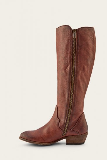 Frye Carson Piping Tall Wide Calf - Redwood - Click Image to Close