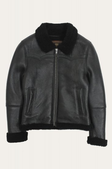Frye Women's Leather Jacket With Sherling Collar And Cuffs - Women's Leather Jacket With Sherling Collar And Cuffs - Click Image to Close