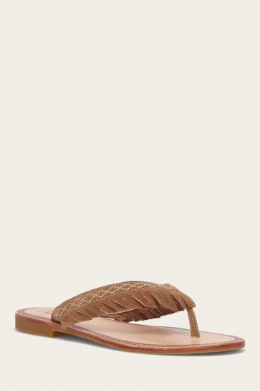 Frye Ava Fringe Sandal - Almond - Click Image to Close