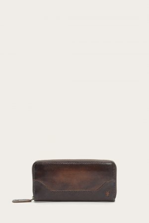 Frye Melissa Zip Around Wallet - Dark Brown