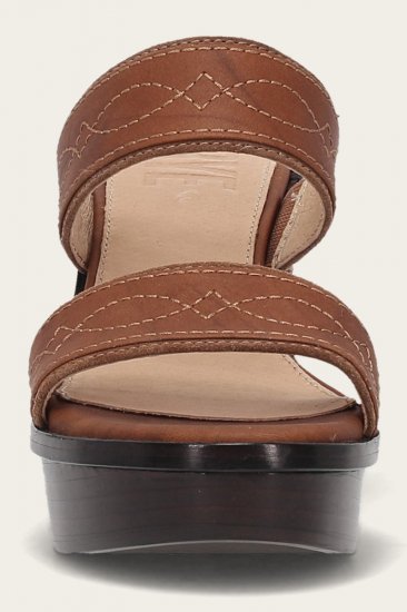 Frye Pipa Woodstock 2 Band Platform Sandal - Saddle - Click Image to Close
