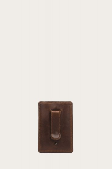 Frye Logan Money Clip Card Case - Dark Brown - Click Image to Close