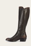 Frye Carson Piping Tall - Black-brush-off