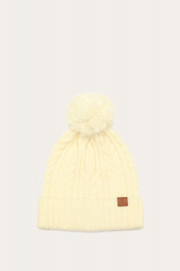 Frye Cable Beanie With Self Pom - Cable Beanie With Self Pom - Click Image to Close