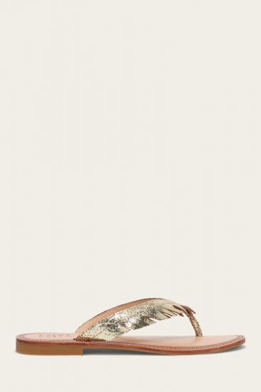 Frye Ava Fringe Sandal - Gold-mirror - Click Image to Close