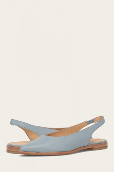 Frye Kenzie Slingback Flat - Steel-blue - Click Image to Close