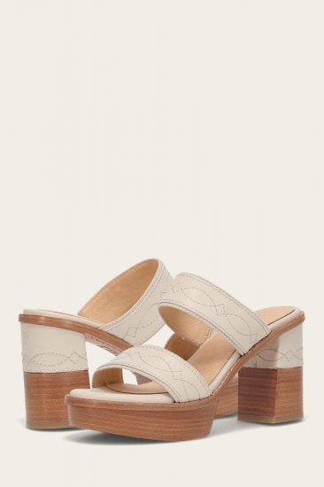 Frye Pipa Woodstock 2 Band Platform Sandal - Ivory - Click Image to Close