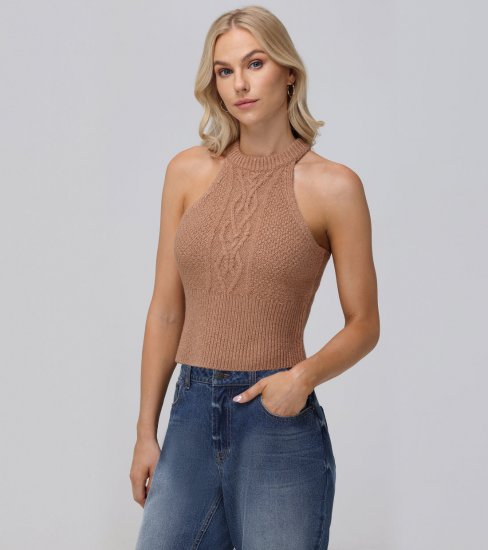 Frye Cable Halter Sweater - Cable Halter Sweater - Click Image to Close