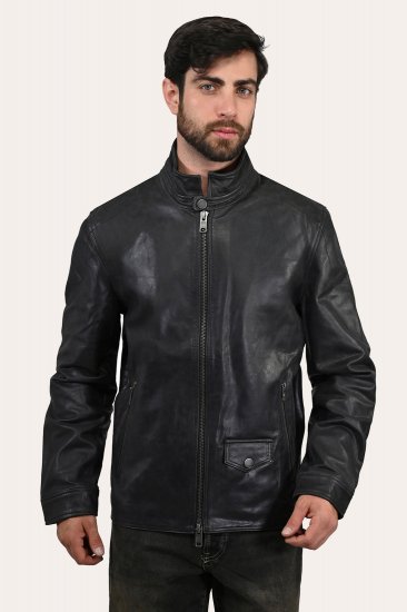 Frye Black Biker Jacket - Frye Black Biker Jacket - Click Image to Close