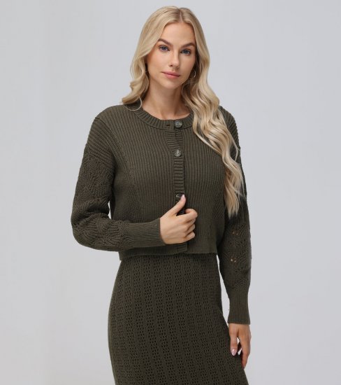 Frye Mixed Stitch Button Front Cardigan - Mixed Stitch Button Front Cardigan - Click Image to Close