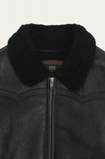 Frye Women's Leather Jacket With Sherling Collar And Cuffs - Women's Leather Jacket With Sherling Collar And Cuffs - Click Image to Close