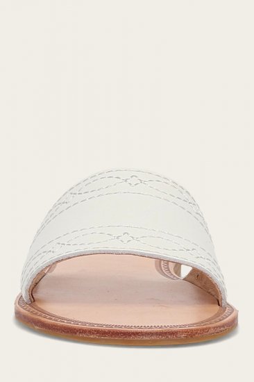 Frye Ava Woodstock Slide - White - Click Image to Close