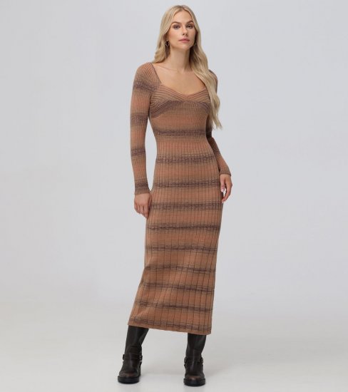 Frye Sweetheart Neck Space Dye Sweater Dress - Sweetheart Neck Space Dye Sweater Dress - Click Image to Close