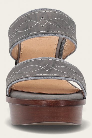 Frye Pipa Woodstock 2 Band Platform Sandal - Grey-sky - Click Image to Close