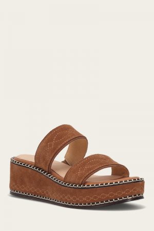 Frye Joy Woodstock 2 Band Platform Slide - Bark
