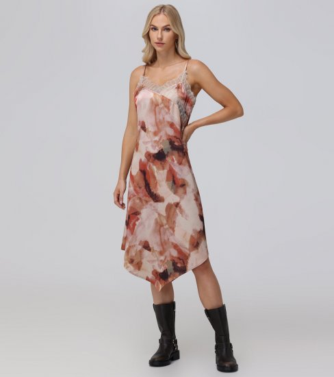 Frye Charmeuse Lace Trim Slip Midi Dress - Charmeuse Lace Trim Slip Midi Dress - Click Image to Close