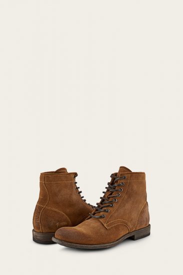 Frye Tyler Lace Up - Tan-suede - Click Image to Close