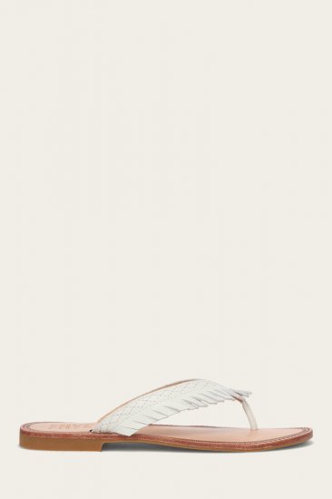 Frye Ava Fringe Sandal - White - Click Image to Close