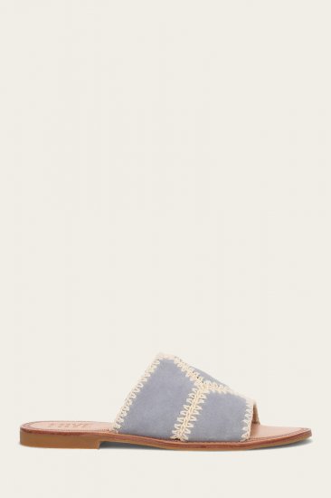 Frye Ava Crochet Slide - Steel-blue - Click Image to Close