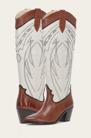 Frye Sara Western Tall Stud - Cinnamon-ivory - Click Image to Close