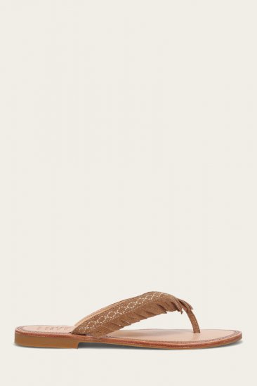 Frye Ava Fringe Sandal - Almond - Click Image to Close